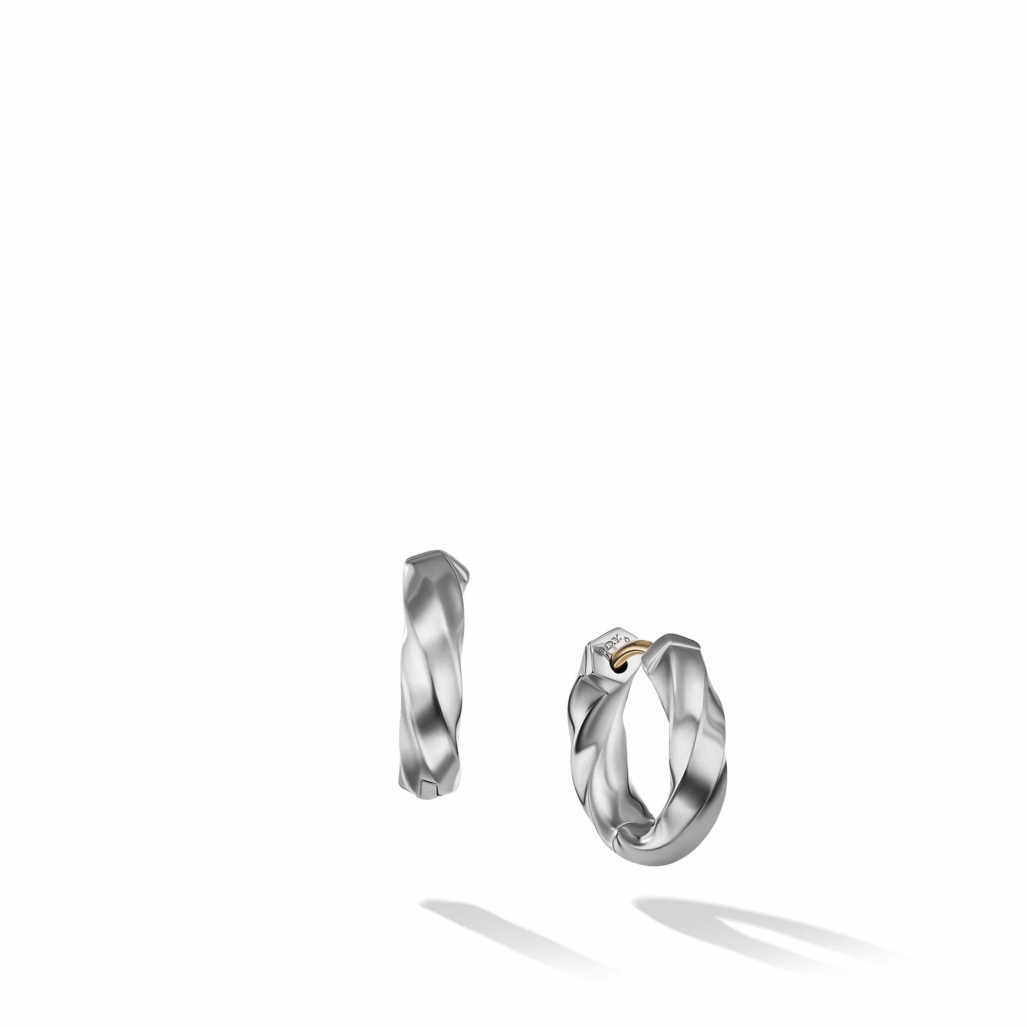 Cable Edge Huggie Hoop Earrings in Recycled Sterling Silver, Long's Jewelers
