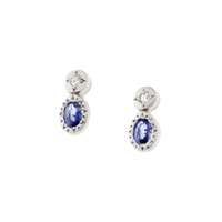 Sterling Silver Sapphire Diamond Stud Earrings, Sterling Silver Sapphire Diamond Stud Earrings, Long's Jewelers