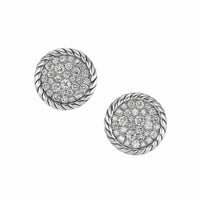 DY Elements® Button Stud Earrings with Pavé Diamonds