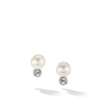 Pearl and Pavé Solari Stud Earrings in Sterling Silver with Diamonds