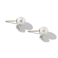 Pearl and Pavé Solari Stud Earrings in Sterling Silver with Diamonds