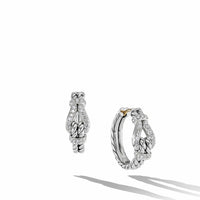 Thoroughbred Loop Hoop Earrings in Sterling Silver with Pavé Diamonds