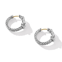 Thoroughbred Loop Hoop Earrings in Sterling Silver with Pavé Diamonds