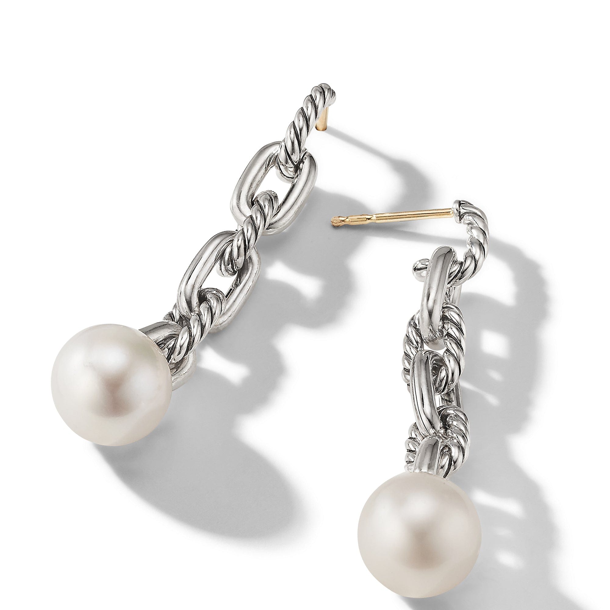 DY Madison® Pearl Chain Drop Earrings in Sterling Silver