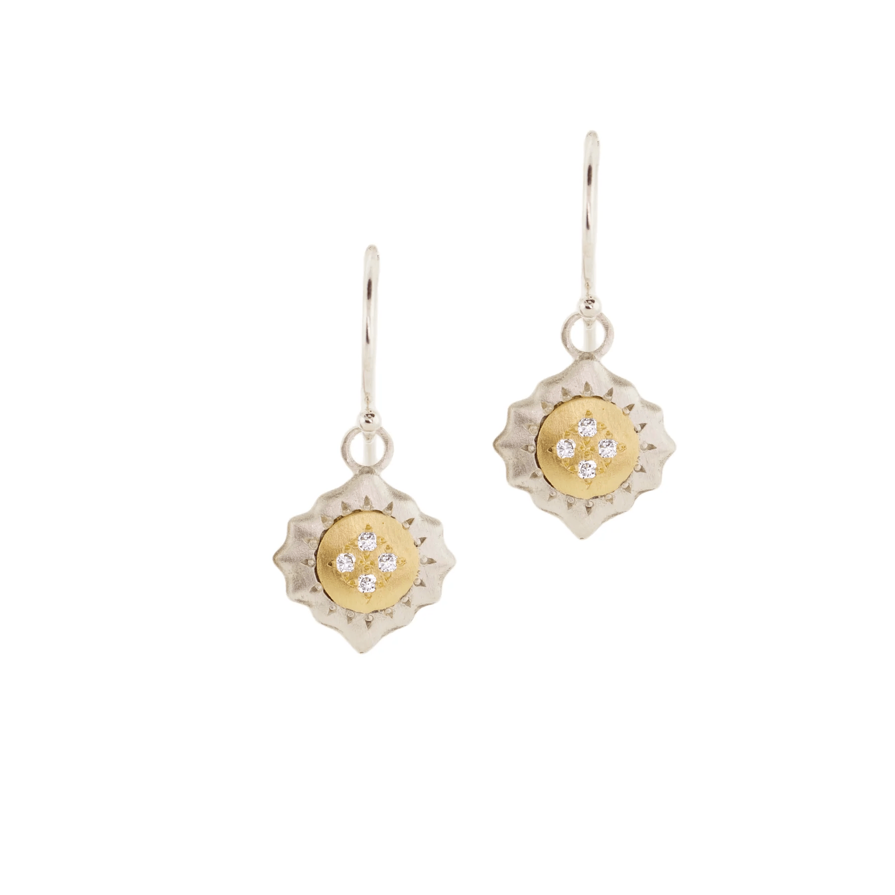 Sterling Silver and 18K Yellow Gold Diamond Drop Earrings, Sterling Silver and 18K Yellow Gold Diamond Drop Earrings, Long's Jewelers