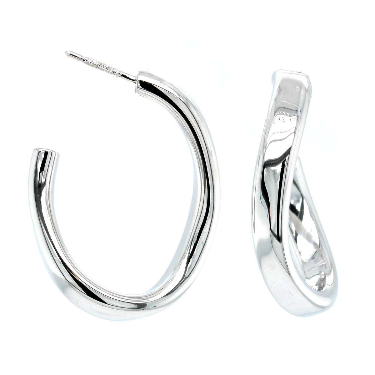 Sterling Silver Thick Wave Hoop Earrings