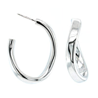 Sterling Silver Thick Wave Hoop Earrings