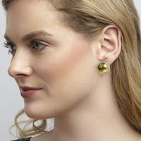Sterling Silver and 24K Yellow Gold Button Stud Earrings, Long's Jewelers