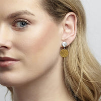 Sterling Silver and 24K Yellow Gold Button Disc Drop Earrings, Long's Jewelers