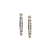 Blackened Sterling Silver and Gold Crivelli Diamond and Pearl Hoop Earrings, Sterling silver and 18k yellow gold', Long's Jewelers