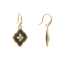 Blackened Sterling Silver and Gold Marquise Shape Drop Earrings, Sterling silver and 18k yellow gold', Long's Jewelers