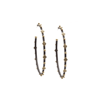 Armenta Sterling Silver and 18K Yellow Gold Diamond Hoop Earrings