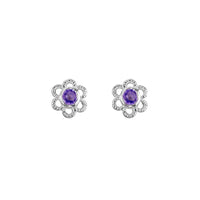 Sterling Silver Amethyst Flower Studs