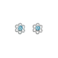 Sterling Silver Blue Topaz Flower Studs