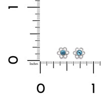 Sterling Silver Blue Topaz Flower Studs