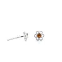 Sterling Silver Citrine Flower Studs
