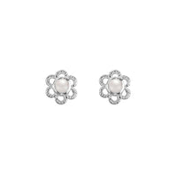 Sterling Silver Pearl Flower Studs