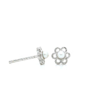 Sterling Silver Pearl Flower Studs