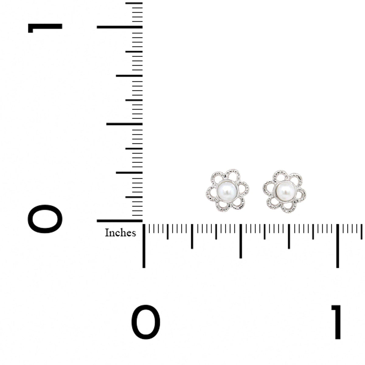 Sterling Silver Pearl Flower Studs