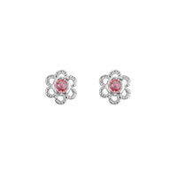 Sterling Silver Pink Tourmaline Flower Studs