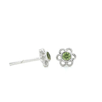Sterling Silver Peridot Flower Studs