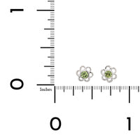 Sterling Silver Peridot Flower Studs