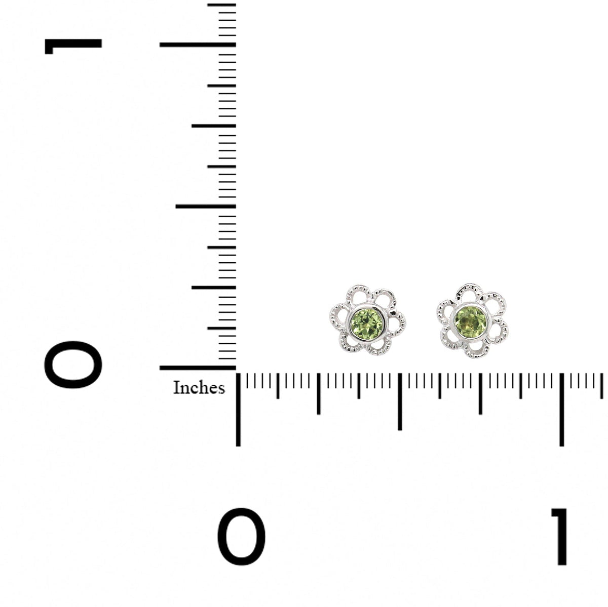 Sterling Silver Peridot Flower Studs