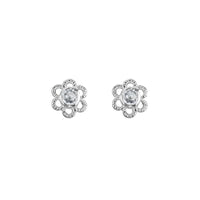 Sterling Silver White Topaz Flower Studs