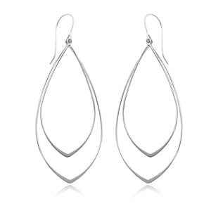 Sterling Silver Double Pointed Drop Earrings