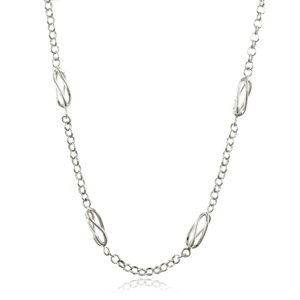 Sterling Silver Station Twist Necklace