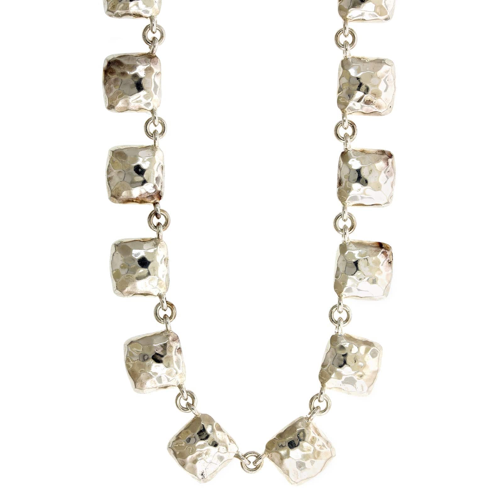 Sterling Silver Sahara Pillow Hammered Necklace