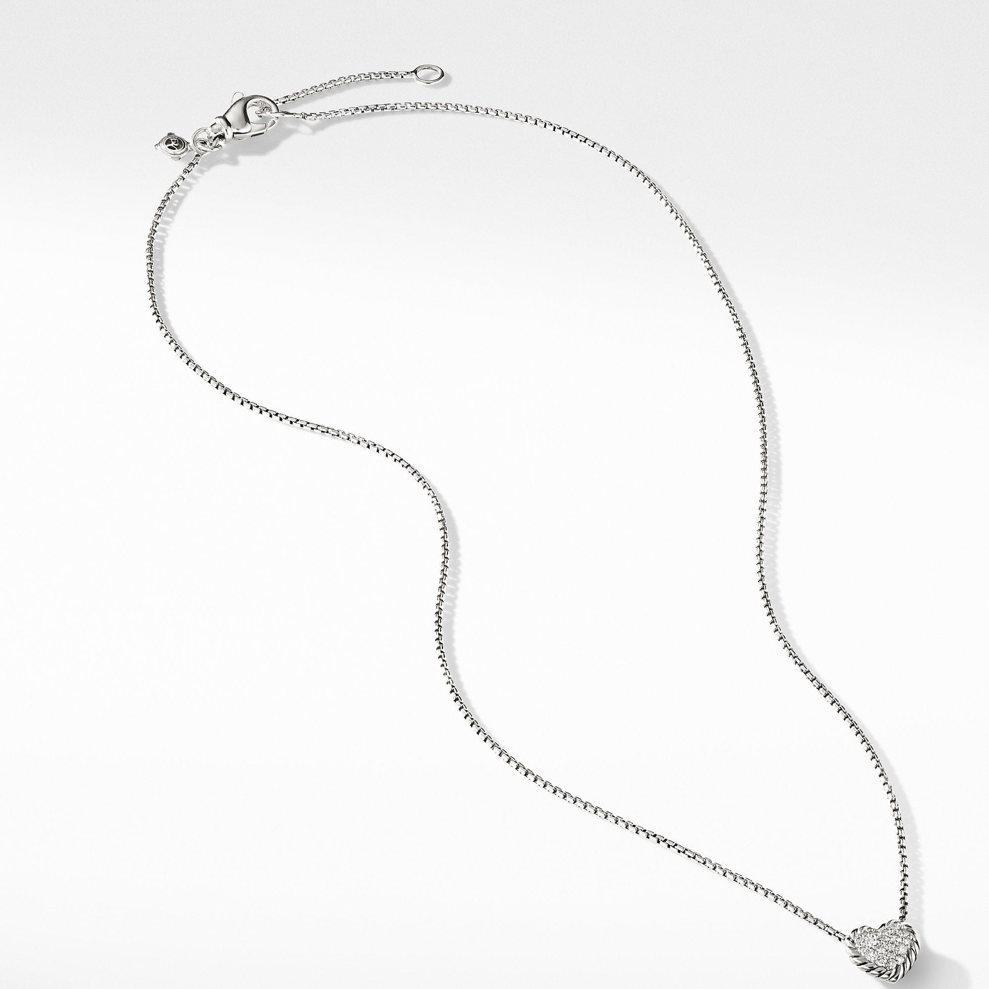 Petite Pave Heart Pendant Necklace with Diamonds
