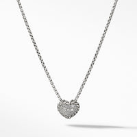 Petite Pave Heart Pendant Necklace with Diamonds