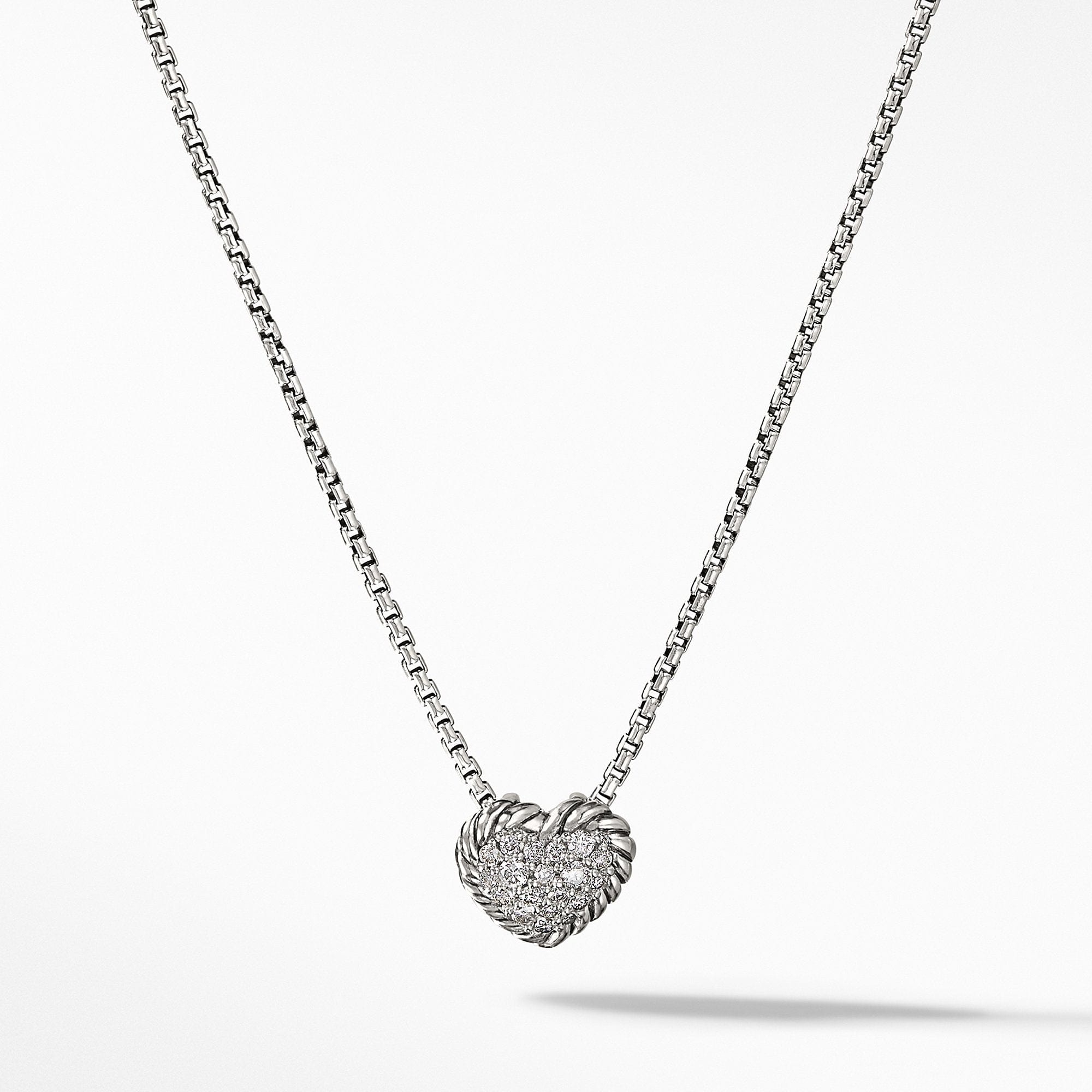 Petite Pave Heart Pendant Necklace with Diamonds
