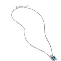 Chatelaine Pave Bezel Pendant Necklace with Hampton Blue Topaz and Diamonds, 9mm