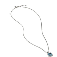 Chatelaine Pave Bezel Pendant Necklace with Hampton Blue Topaz and Diamonds, 9mm