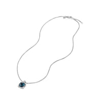 Chatelaine Pave Bezel Pendant Necklace with Hampton Blue Topaz and Diamonds, 9mm