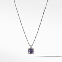 Chatelaine® Pave Bezel Pendant Necklace with Black Orchard and Diamonds, 9mm