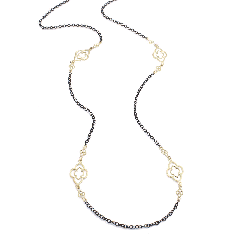 18K Yellow and Sterling Silver 37" Cable Chain