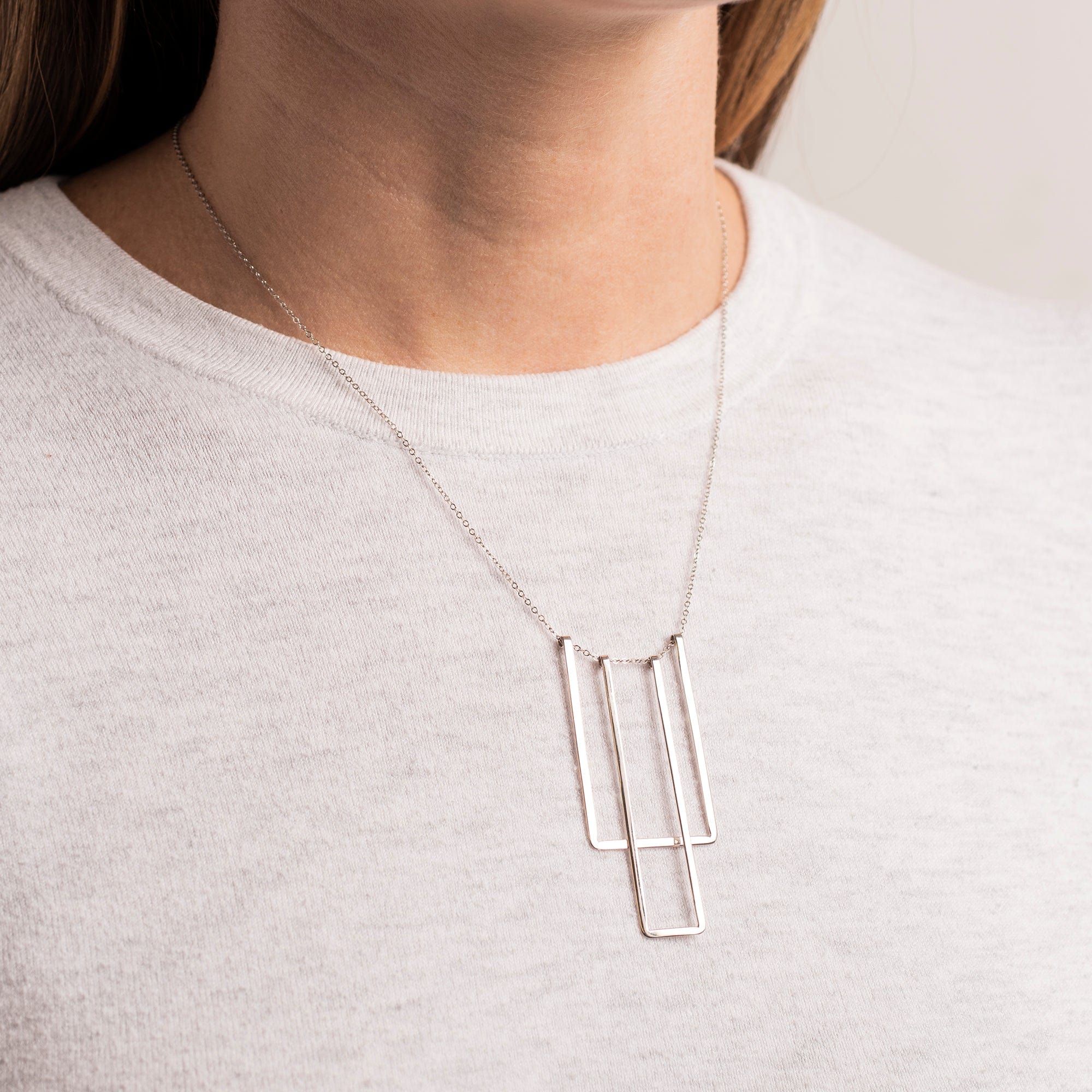 Sterling Silver Square Bib Necklace