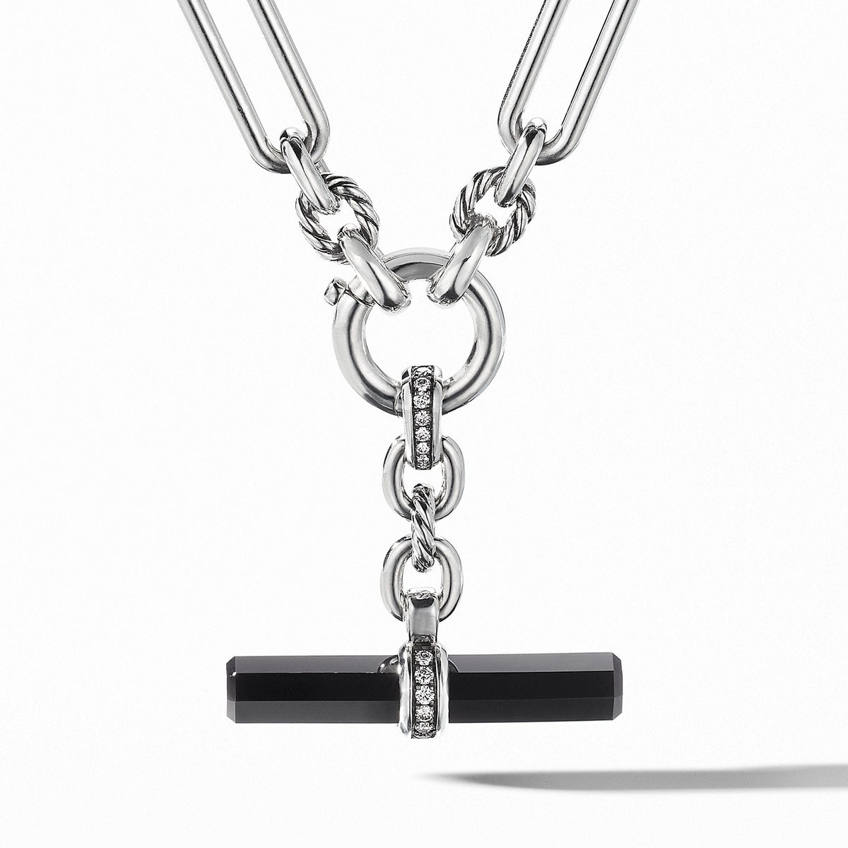Lexington Chain Link Necklace with Black Onyx and Diamonds