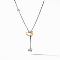Cable Collectibles® Heart Y Necklace with 18K Yellow Gold and Pavé Diamonds