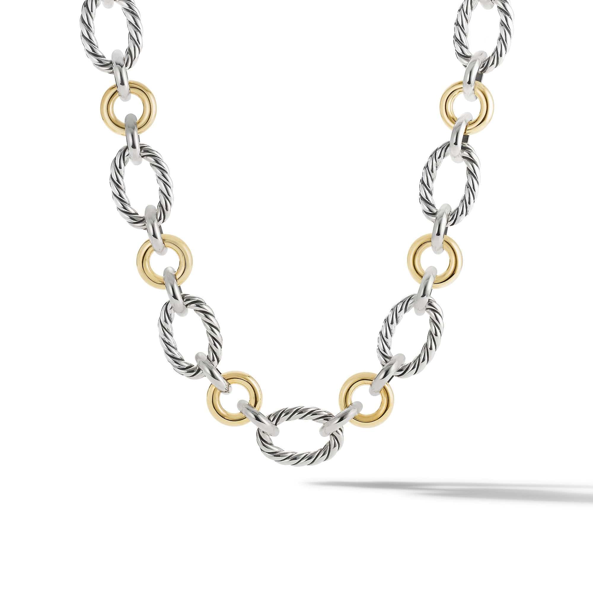 Cable and Smooth Chain Link Necklace