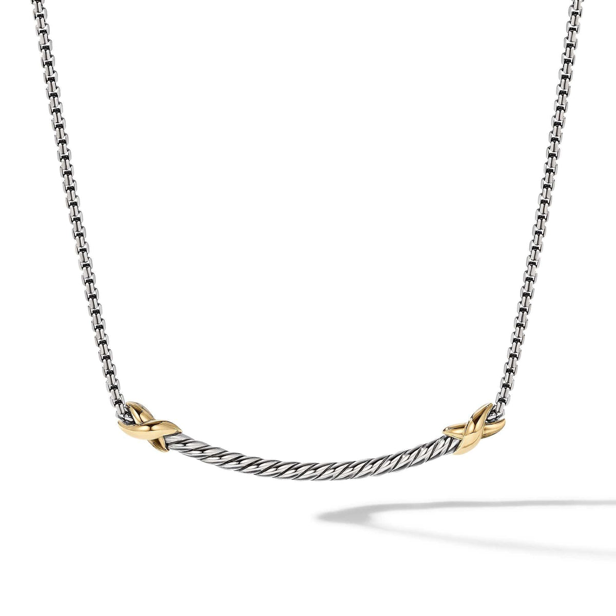 Petite X Bar Necklace with 18K Yellow Gold