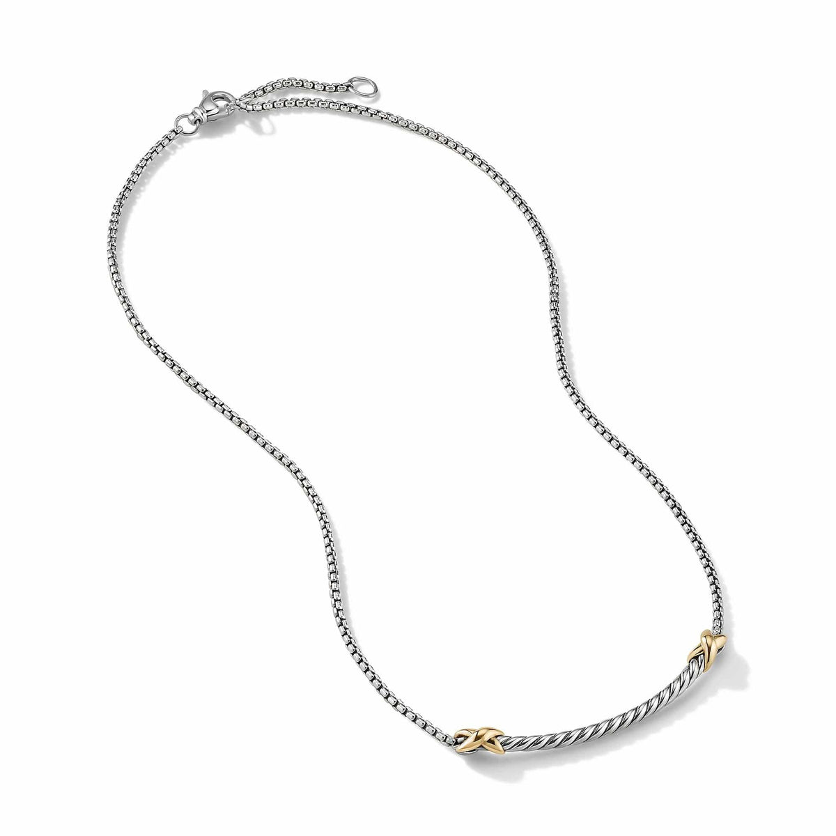 Petite X Bar Necklace with 18K Yellow Gold