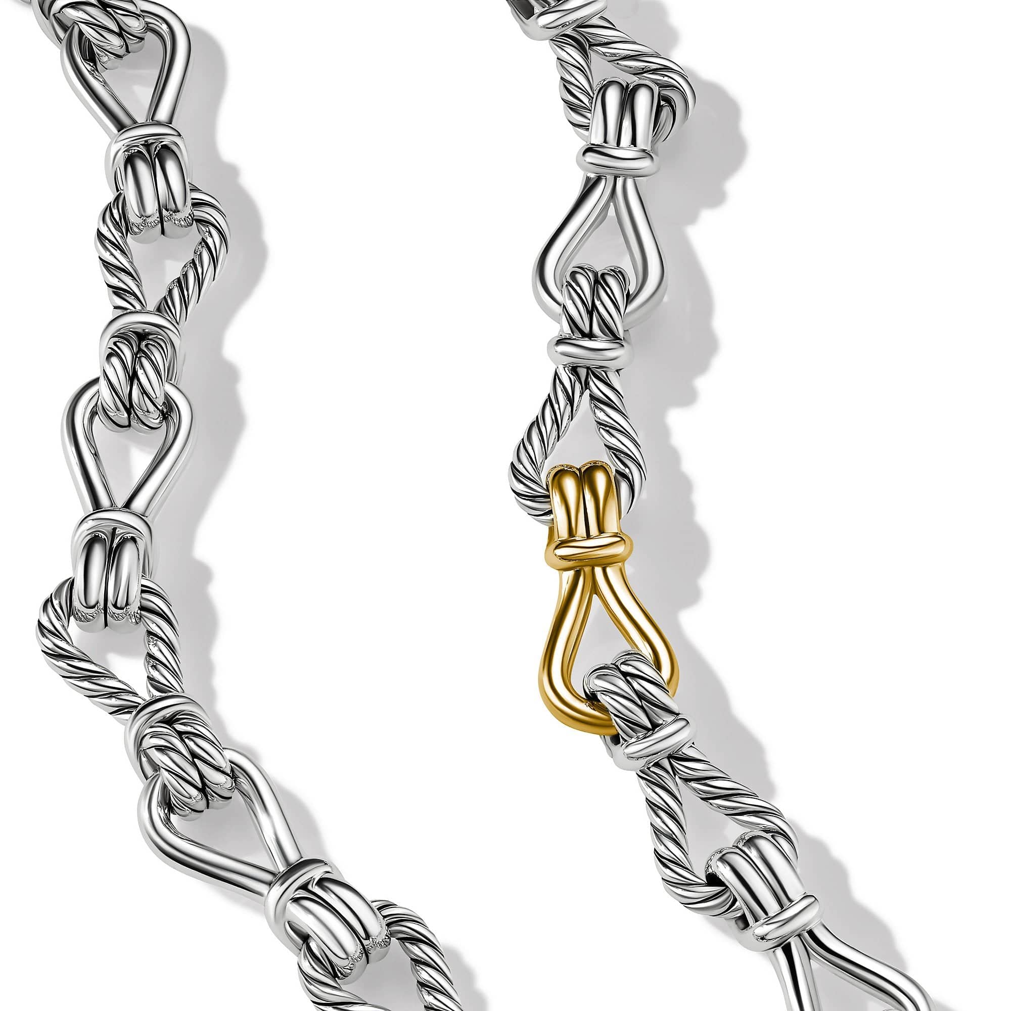 Thoroughbred Loop Chain Link Sterling Silver Necklace with 18K Yellow Gold