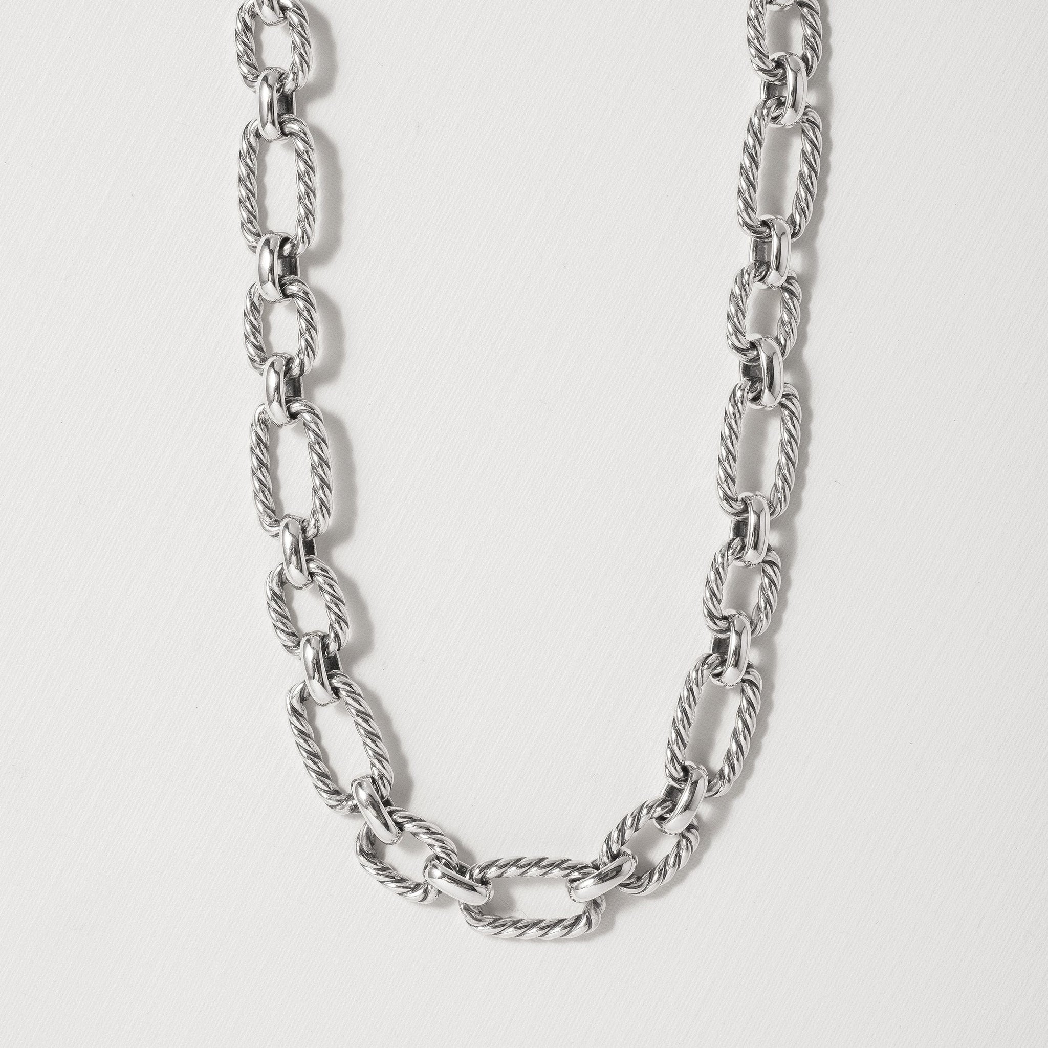Cushion Link Necklace with Blue Sapphires