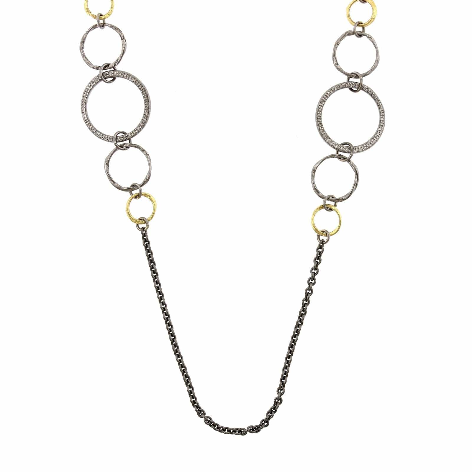 Sterling Silver and 18K Yellow Gold Circle Link Necklace