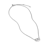 Cable Collectibles® Double Heart Necklace with Diamonds, Sterling Silver, Long's Jewelers
