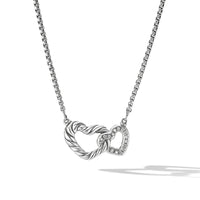 Cable Collectibles® Double Heart Necklace with Diamonds, Sterling Silver, Long's Jewelers